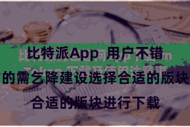 比特派App  用户不错凭证我方的需乞降建设选择合适的版块进行下载
